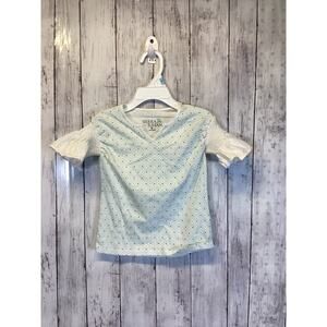 Sierra Julian children's top with white ruffled sleeve diamond pattern Size-4